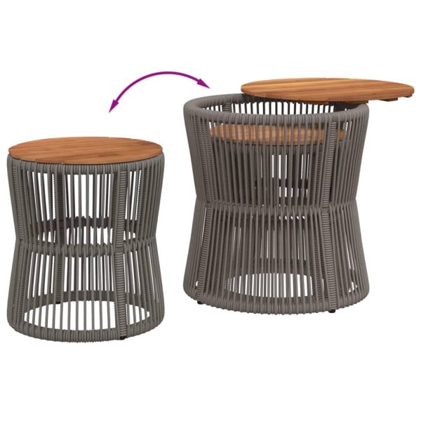 vidaXL Patio Side Tables 2 pcs with Wooden Top Beige Poly Rattan