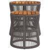 vidaXL Patio Side Tables 2 pcs with Wooden Top Beige Poly Rattan
