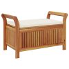 vidaXL Patio Storage Bench with Cushion Loveseat Outdoor Solid Wood Acacia