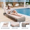 3 Pieces Chaise Lounge Set, Modern Outdoor Patio Furniture with Adjustable Backrest & Side Table, Durable PE Wicker, Weather Resistant Cushions