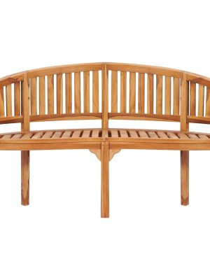 vidaXL Teak Wood Banana-Shaped Garden Bench for Indoor and Outdoor Spaces