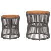 vidaXL Patio Side Tables 2 pcs with Wooden Top Beige Poly Rattan