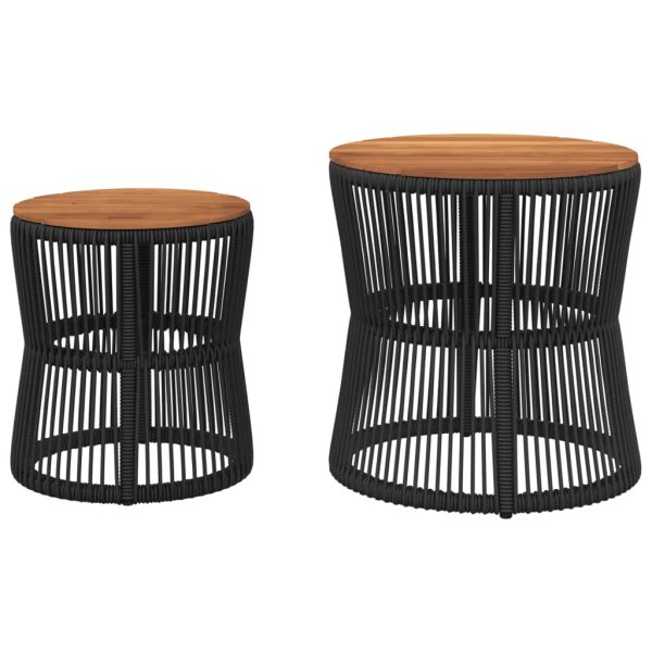 vidaXL Patio Side Tables 2 pcs with Wooden Top Beige Poly Rattan