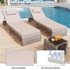 3 Pieces Chaise Lounge Set, Modern Outdoor Patio Furniture with Adjustable Backrest & Side Table, Durable PE Wicker, Weather Resistant Cushions