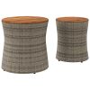 vidaXL Patio Side Tables 2 pcs with Wooden Top Beige Poly Rattan