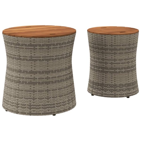 vidaXL Patio Side Tables 2 pcs with Wooden Top Beige Poly Rattan