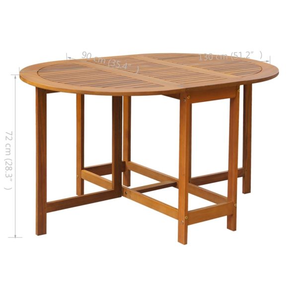 vidaXL Garden Table Folding Brown Solid Acacia Wood Outdoor Surface Patio