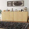 local-goods-image-81a4bdff-be677312-47df-4fac-9f0e-6c2fb6c8b1c0 46.7" Sideboard Buffet Cabinet with Storage, Wooden Fluted Storage Cabinet Sideboard with Adjustable Shelves and 3 Doors, Wood Accent Credenza Coffee Bar Table for Kitchen Living Room- Natural