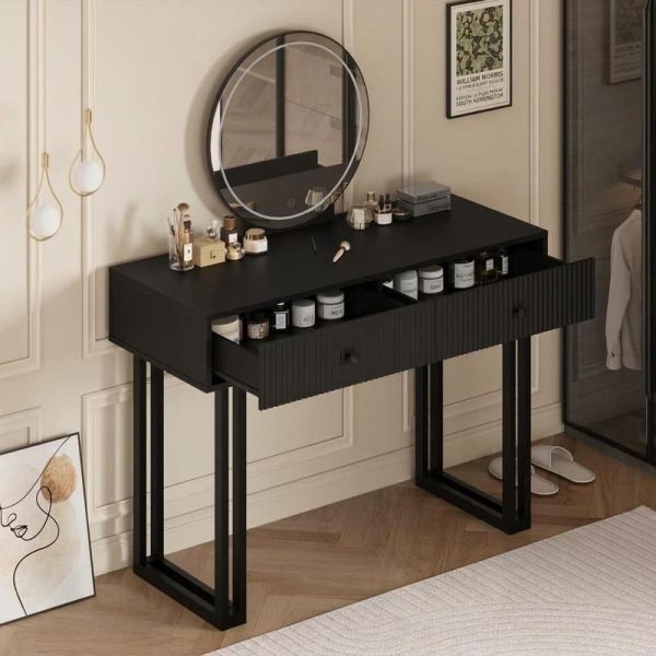 local-goods-image-81efc966-75dfa198-759c-489a-9d0f-6450e755d6fb IDEALHOUSE Vanity Desk with Mirror and Lights, 49.2”H Makeup Vanity with 3 Color Lights and Adjustable Brightness, Bedroom Vanity Table with 2 Drawers, Black