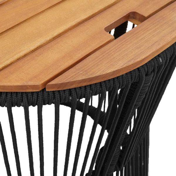 vidaXL Patio Side Tables 2 pcs with Wooden Top Beige Poly Rattan