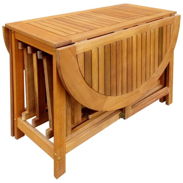 vidaXL Garden Table Folding Brown Solid Acacia Wood Outdoor Surface Patio