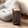 4/6 PCS Stackable Stools, Rubber Wood Stool with Rattan Woven Seat and Mobile Base, Stacking Side Stool for Dining Table, Walnut / Natural Wood