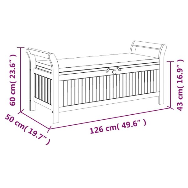 vidaXL Patio Storage Bench with Cushion Loveseat Outdoor Solid Wood Acacia
