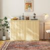 local-goods-image-8d7bd702-f9c3dd91-13bb-4bfc-9aa9-8a39d6544206 46.7" Sideboard Buffet Cabinet with Storage, Wooden Fluted Storage Cabinet Sideboard with Adjustable Shelves and 3 Doors, Wood Accent Credenza Coffee Bar Table for Kitchen Living Room- Natural