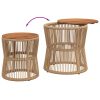 vidaXL Patio Side Tables 2 pcs with Wooden Top Beige Poly Rattan