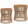 vidaXL Patio Side Tables 2 pcs with Wooden Top Beige Poly Rattan