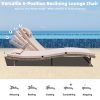 3 Pieces Chaise Lounge Set, Modern Outdoor Patio Furniture with Adjustable Backrest & Side Table, Durable PE Wicker, Weather Resistant Cushions