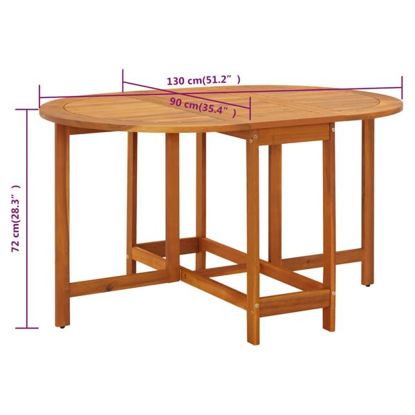 vidaXL Garden Table Folding Brown Solid Acacia Wood Outdoor Surface Patio
