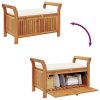vidaXL Patio Storage Bench with Cushion Loveseat Outdoor Solid Wood Acacia