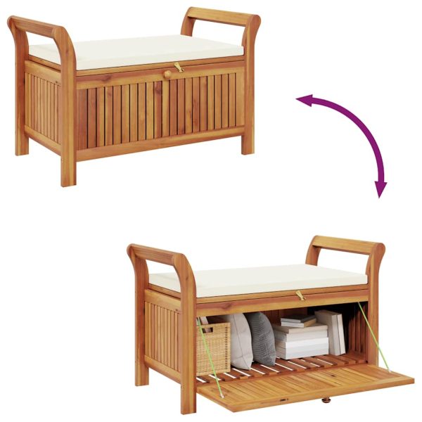 vidaXL Patio Storage Bench with Cushion Loveseat Outdoor Solid Wood Acacia