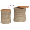 vidaXL Patio Side Tables 2 pcs with Wooden Top Beige Poly Rattan