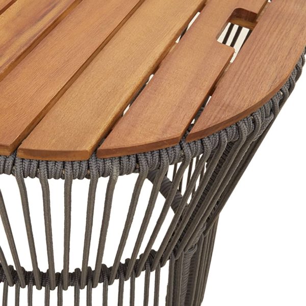 vidaXL Patio Side Tables 2 pcs with Wooden Top Beige Poly Rattan