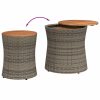 vidaXL Patio Side Tables 2 pcs with Wooden Top Beige Poly Rattan
