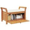 vidaXL Patio Storage Bench with Cushion Loveseat Outdoor Solid Wood Acacia