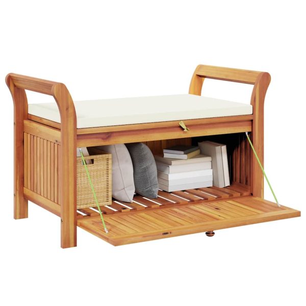 vidaXL Patio Storage Bench with Cushion Loveseat Outdoor Solid Wood Acacia