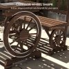 Outdoor Table and Chairs for 4 People, Wooden Patio Table and Dining Bench Set, 3 Piece All Weather Furniture Set with Wagon Wheel Design for Backyard Garden, Deck, Carbonized