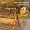Handmade Bamboo Rattan Double Seat Folding Loveseat - Sturdy Portable Foldable Chair for Outdoor Patio Balcony Garden, Space-Saving Outdoor Leisure Chair