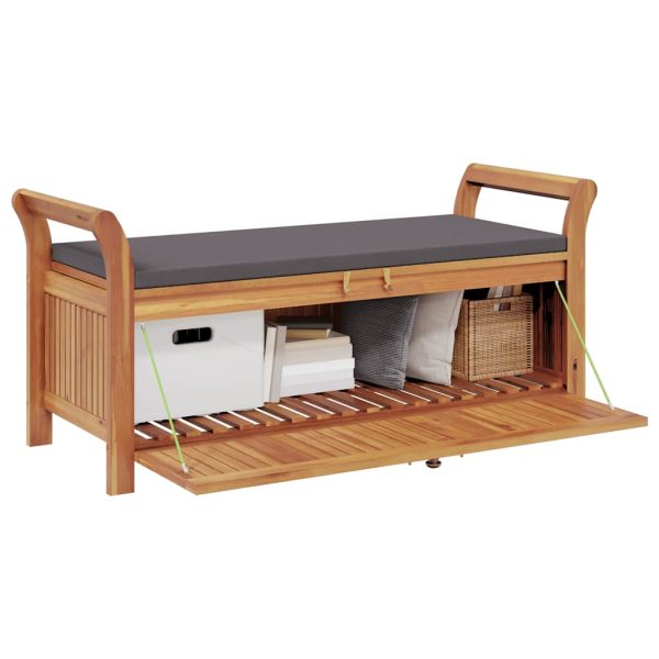 vidaXL Patio Storage Bench with Cushion Loveseat Outdoor Solid Wood Acacia