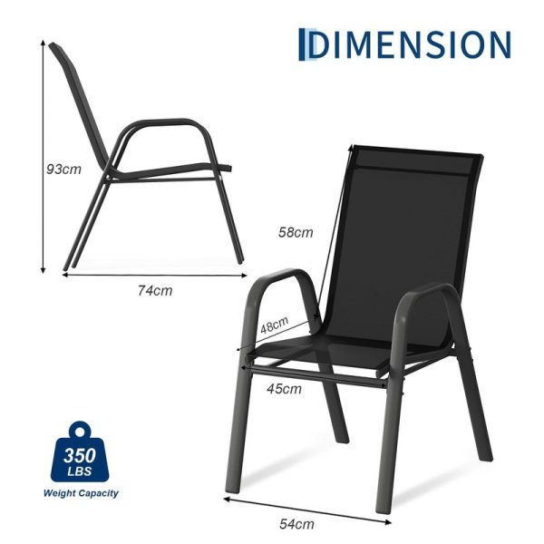 Set of 6 Brown Outdoor Patio Chairs with High Back, Stackable and All-Weather Resistant Textilene Fabric, Perfect for Backyard, Poolside, Garden, and Balcony Dining