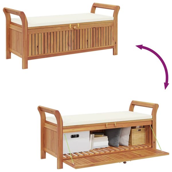 vidaXL Patio Storage Bench with Cushion Loveseat Outdoor Solid Wood Acacia