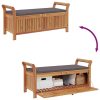 vidaXL Patio Storage Bench with Cushion Loveseat Outdoor Solid Wood Acacia