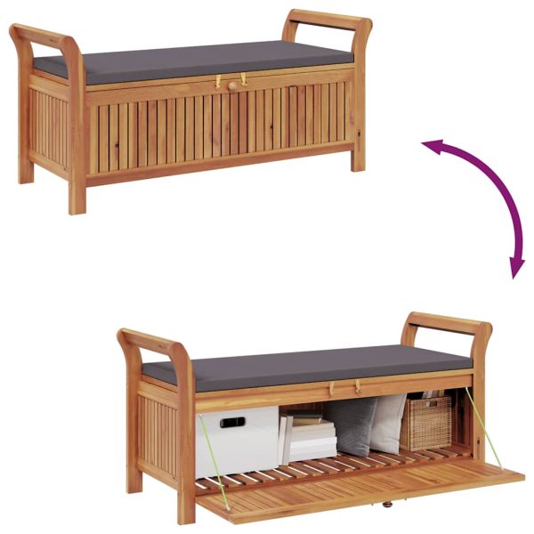 vidaXL Patio Storage Bench with Cushion Loveseat Outdoor Solid Wood Acacia