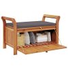 vidaXL Patio Storage Bench with Cushion Loveseat Outdoor Solid Wood Acacia
