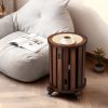 4/6 PCS Stackable Stools, Rubber Wood Stool with Rattan Woven Seat and Mobile Base, Stacking Side Stool for Dining Table, Walnut / Natural Wood