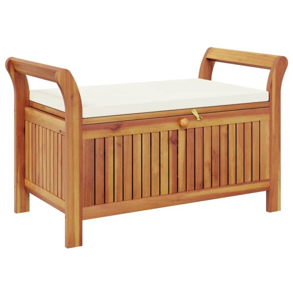 vidaXL Patio Storage Bench with Cushion Loveseat Outdoor Solid Wood Acacia