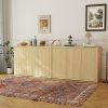 local-goods-image-bfaa0dad-5195d39c-539a-49ae-8eb5-95a371fee8ae 46.7" Sideboard Buffet Cabinet with Storage, Wooden Fluted Storage Cabinet Sideboard with Adjustable Shelves and 3 Doors, Wood Accent Credenza Coffee Bar Table for Kitchen Living Room- Natural