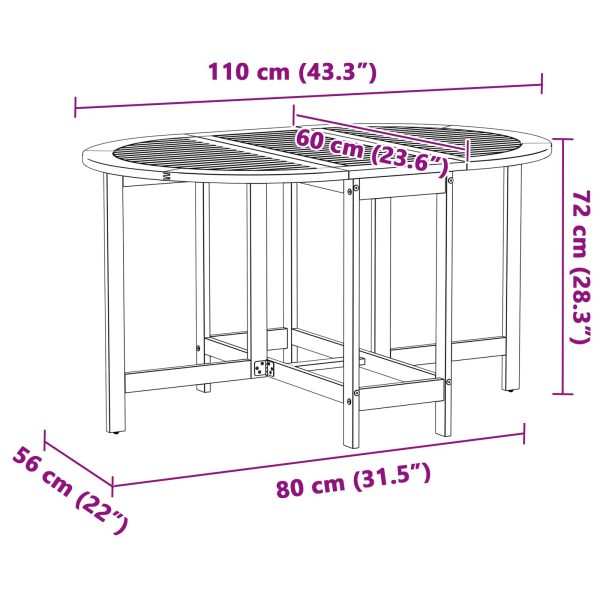 vidaXL Garden Table Folding Brown Solid Acacia Wood Outdoor Surface Patio