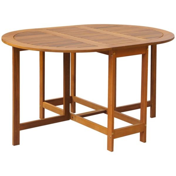 vidaXL Garden Table Folding Brown Solid Acacia Wood Outdoor Surface Patio
