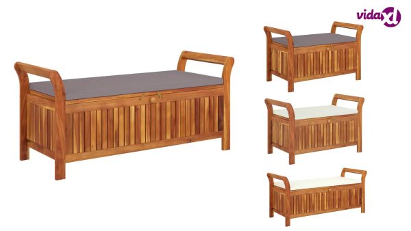 vidaXL Patio Storage Bench with Cushion Loveseat Outdoor Solid Wood Acacia