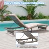 3 Pieces Chaise Lounge Set, Modern Outdoor Patio Furniture with Adjustable Backrest & Side Table, Durable PE Wicker, Weather Resistant Cushions
