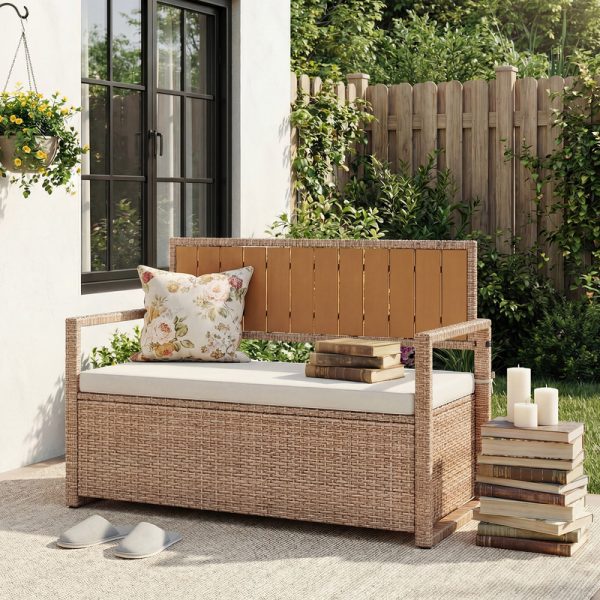 local-goods-image-cae58c2-945f6439-29a1-4356-b9cd-fc7f61f7476e Wicker storage stool Iron Plastic wood Wicker Wicker Waterproof cushion Wicker storage stool