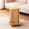 4/6 PCS Stackable Stools, Rubber Wood Stool with Rattan Woven Seat and Mobile Base, Stacking Side Stool for Dining Table, Walnut / Natural Wood