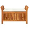 vidaXL Patio Storage Bench with Cushion Loveseat Outdoor Solid Wood Acacia