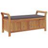 vidaXL Patio Storage Bench with Cushion Loveseat Outdoor Solid Wood Acacia
