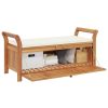 vidaXL Patio Storage Bench with Cushion Loveseat Outdoor Solid Wood Acacia