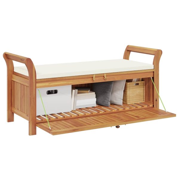vidaXL Patio Storage Bench with Cushion Loveseat Outdoor Solid Wood Acacia